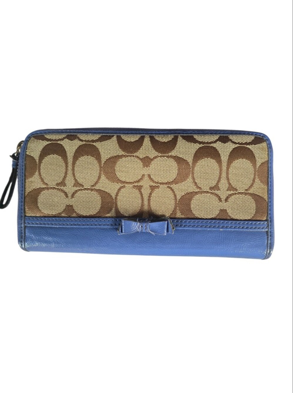 Coach Blue Signature Canvas Zip Wallet